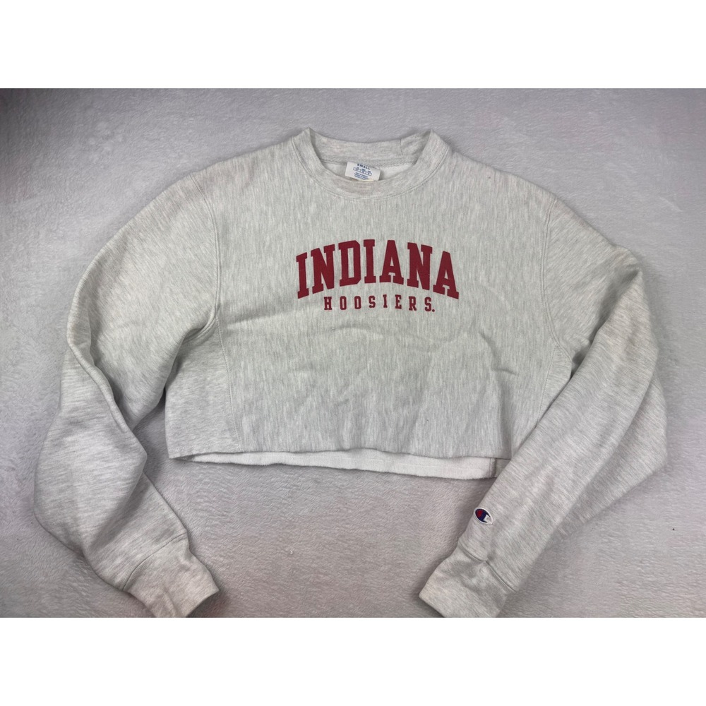 Champion Reverse Weave Indiana Hoosiers Cropped Sweatshirt Grey Small
